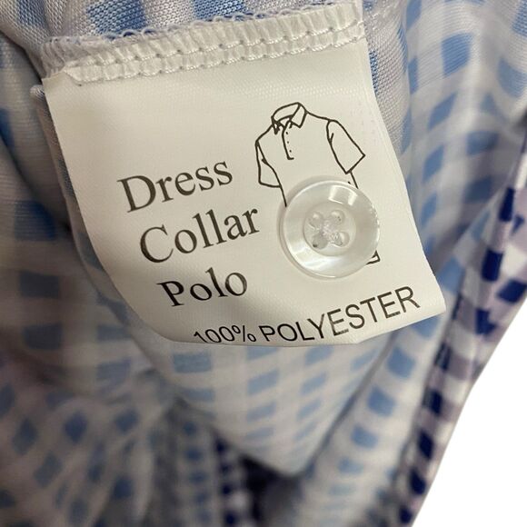 Collars & Co Polo Shirt Mens L Purple Gingham Relaxed Golf Preppy Stretch NWT - Picture 7 of 9